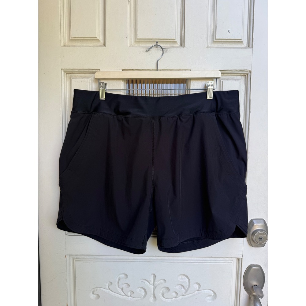 Lands End Womens Black Swim Active Shorts with Built-in Liner Plus‎ Size 18